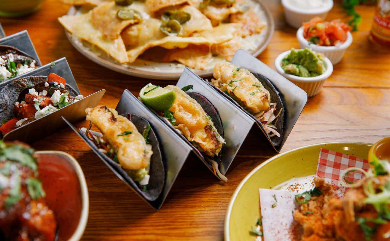 Enjoy Mexican, Vegetarian options, Vegan Options, Gluten Free Options, Restaurant, Highchairs available, Free Wifi, Table service, Street Parking, Dog friendly, Non-smoking, $$$ and Groups cuisine at Bodega Cantina in Birmingham City Centre, Birmingham