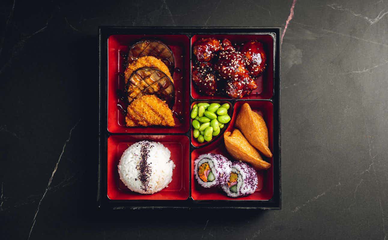 Enjoy Sushi, Asian, Japanese, Vegetarian options, Vegan Options, Gluten Free Options, Halal, Restaurant, Highchairs available, Table service, Free Wifi, Wheelchair accessible, Street Parking, $$, Groups, Families, Kids and Date night cuisine at Yakinori in Central Bristol, Bristol