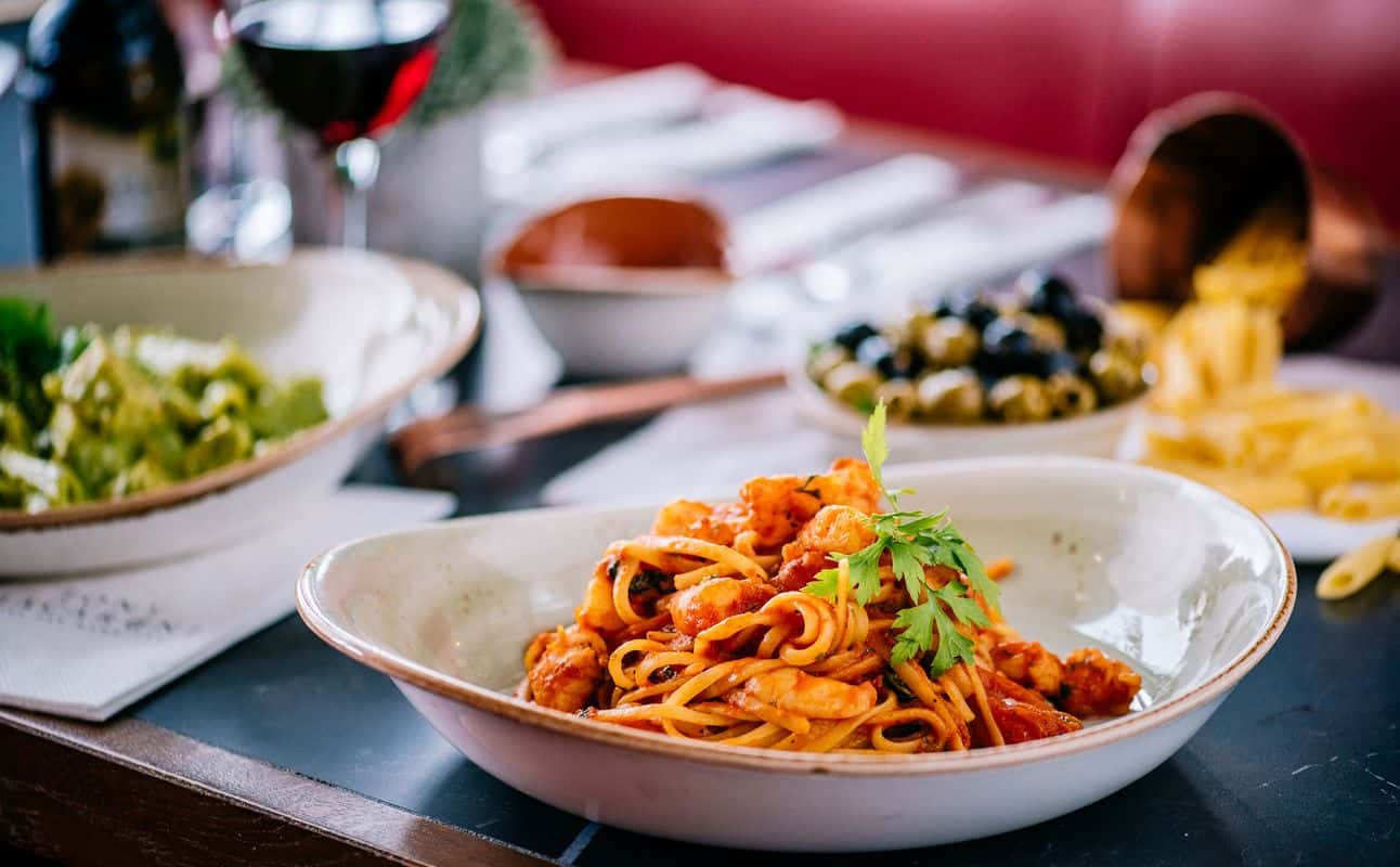 Enjoy Italian and Pizza cuisine at Tony Macaroni in Victoria Square, Belfast