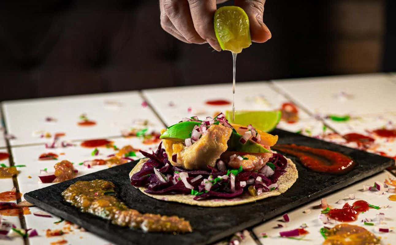 Enjoy Mexican, Latin American, Spanish, Vegetarian options, Vegan Options, Restaurant, Indoor & Outdoor Seating, $$$, Live music, Families and Groups cuisine at Primos in Finsbury Park, London