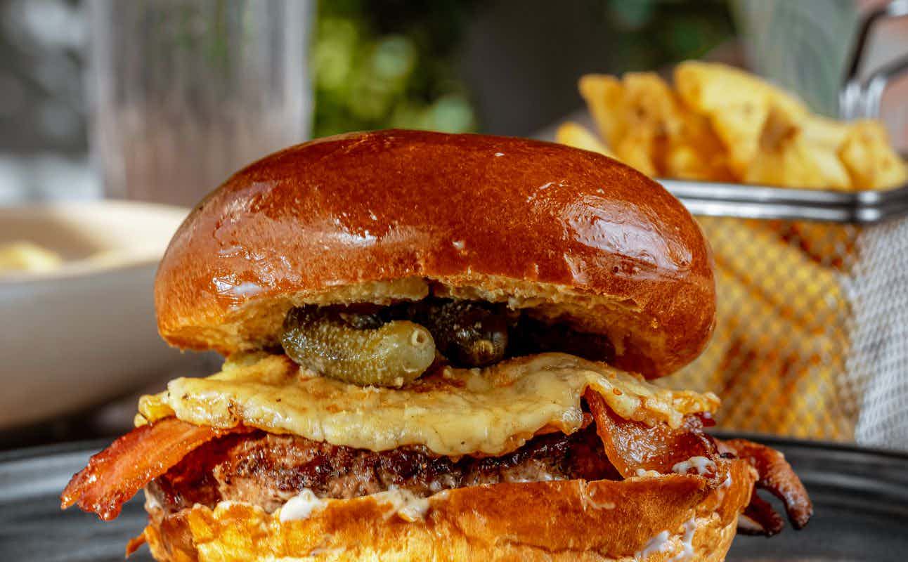 Enjoy Burgers, American, Vegetarian options, Vegan Options, Restaurant, Highchairs available, Wheelchair accessible, Free Wifi, $$, Families and Groups cuisine at Haché Brasserie Balham in Balham, London