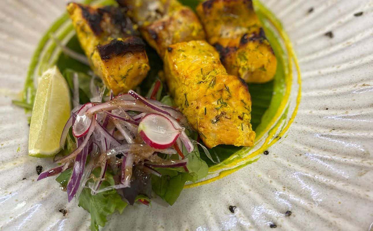 Enjoy Fine Dining, Indian, Vegetarian options, Vegan Options, Gluten Free Options, Halal, Restaurant, Late night, Highchairs available, Wheelchair accessible, $$$$, Date night and Special Occasion cuisine at Pushkar Cocktail Bar & Dining in Birmingham City Centre, Birmingham
